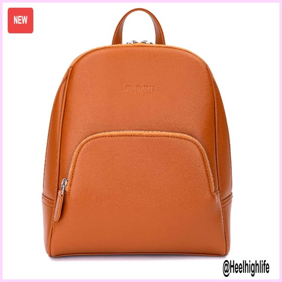 Slim Vegan Leather Backpack Purse with Zip Pockets Lightweight